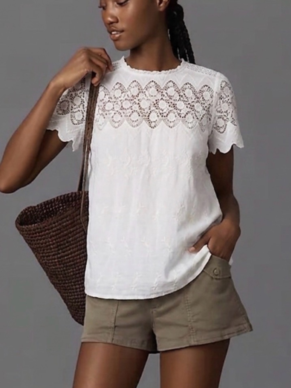 J.Crew White Lace & Embroidered Renaissance Romantic Button-Back Blouse Top 4